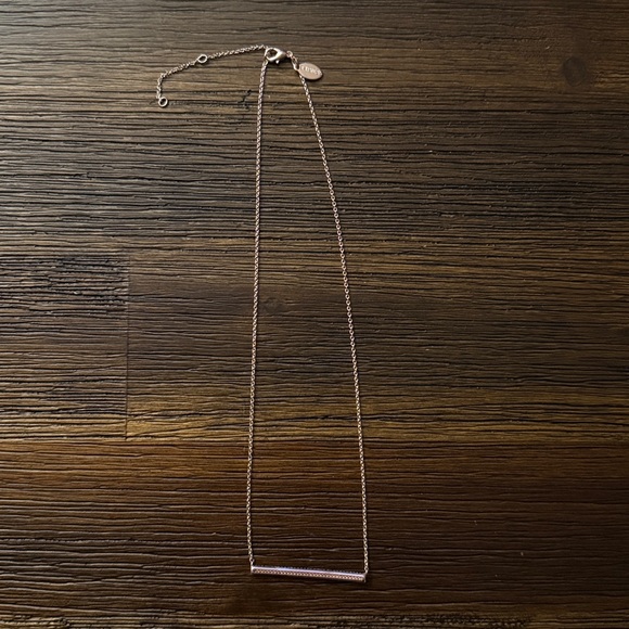 Express Rose Gold Tone Crystal Bar Necklace - Picture 7 of 10